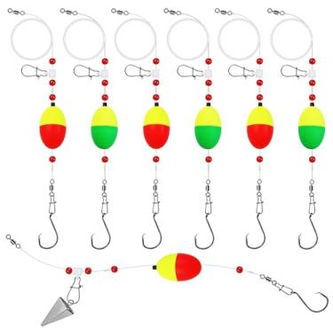 Imagem de Equipamento de busca de peixes com equipamento de pesca flutuante para surfe, equipamento de pesca de surfe de 15 kg para stripers de tubarão bluefish 6 peças 6/0 8/0 (gancho circular 8/0 - 6 peças)