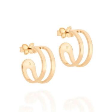 Imagem de Brinco Meia Argola Dupla Lisa - Rommanel - Folheado a Ouro 18k (Ref.52