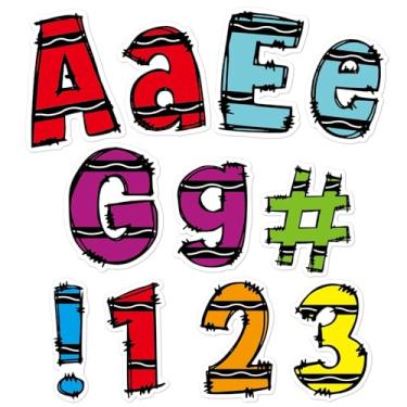 Imagem de 260 peças de giz de cera para quadro de avisos para sala de aula conjunto de letras de 10 cm, conjunto de giz de cera colorido, decorações de sala de aula, números do alfabeto, símbolos, letras para