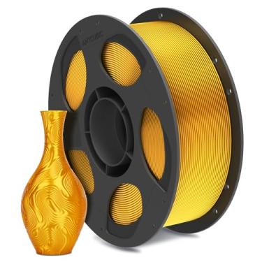 Imagem de ANYCUBIC Filamento de seda, filamento PLA para impressora 3D brilhante sem entupimentos 1,75 mm, precisão dimensional +/- 0,02 mm, carretel reutilizável de 1 kg (1 kg), ouro de seda