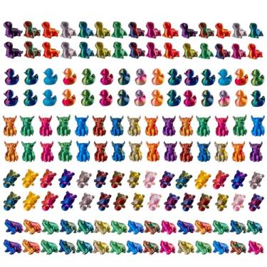 Imagem de 150 peças de mini animais impressos em 3D, bonecos de plástico em miniatura, pequenos patos, sapos, tartarugas, iaques, estatuetas a granel para micro jardim de fadas, acessórios de paisagem