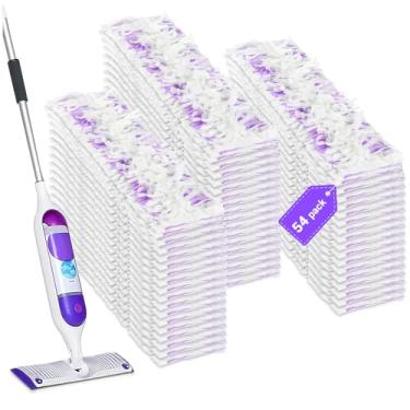 Imagem de Pure Realm 54 refis de esfregão descartáveis compatíveis com esfregão multisuperfície Swiffer PowerMop e esfregão de madeira PowerMop, almofadas de substituição para limpeza de chão