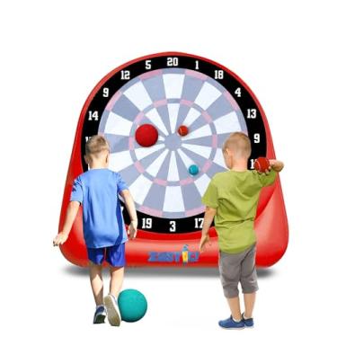 Imagem de Jogo de dardos infláveis gigantes de 1,8 m de altura | Dardos infláveis de futebol com 6 bolas de chute, 6 bolas de tênis e bombas | Perfeito para jogos gigantes de quintal, jogos infláveis gigantes e