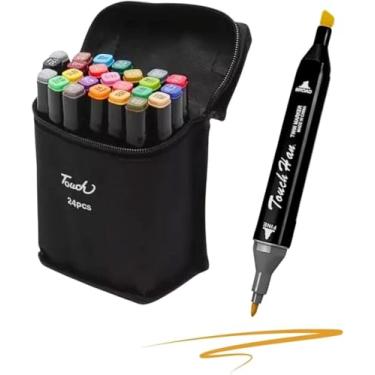 Imagem de Kit Canetinhas para Pintar Bobbie Goods 24 ou 48 Cores – Canetas Ponta Dupla para Tecido, Acrílico e Papel – Estojo com Marcadores Artísticos para Desenho, DIY, Colorir e Customizar (24)