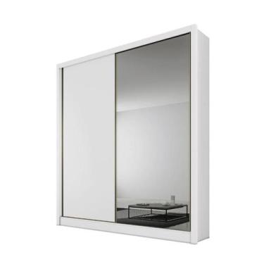 Imagem de Guarda Roupa Virtus com Espelho 2 Portas 100% MDF Branco - Novo Horizo