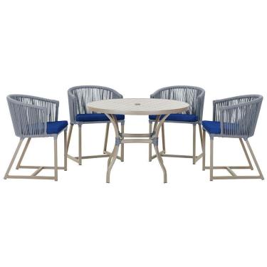 Imagem de Mesa Com 4 Cadeiras E Noronha Estofado 10 Trama autêntico Prata