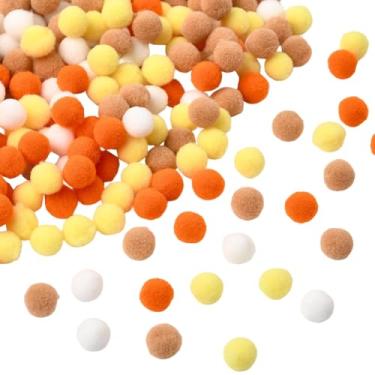 Imagem de SUNNYCLUE 400 peças 10 mm Dia de Ação de Graças bola pompom amarelo artes e artesanato bolas pompom poliéster laranja escuro amarelo macio puff pequeno mini pompom bola grande para decoração de festa