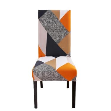 Imagem de Conjunto de capas para cadeiras ajustáveis, 1 peça, sala de jantar, elásticas, elastano, capas para assento, removível, encosto alto (tamanho 1 peça/cor 4)