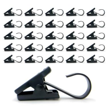 Imagem de BIDEX Pacote com 25 clipes de ganchos em S de aço inoxidável – cortina preta à prova de ferrugem e cabides de luz para luzes de Natal, tendas, toldos, artesanato, exibição de arame, decoração de calha