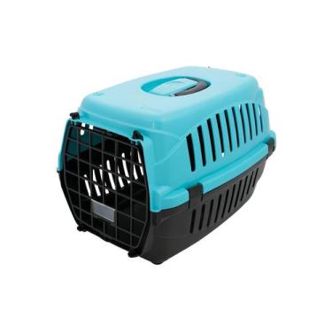 Imagem de Caixa Transporte Plástica N2 Turquesa Base Preta 10kg - mimos pet