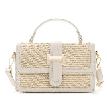 Imagem de YOVERGA Bolsas transversais de palha para mulheres, Branco