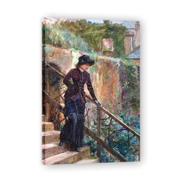 Imagem de Impressão em tela Waiting John Lavery Irish Realist Portrait & War Scenes – Arte de parede vintage para casa emoldurada 39,98 x 59,9 cm