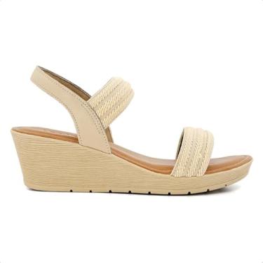 Imagem de Sandália Usaflex Feminina Anabela Elástico Detalhe Couro Vanilla Ab8704015 35