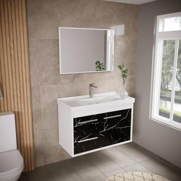 Imagem de Gabinete Armario para Banheiro 100% MDF com Cuba - Potenza 63cm (Preto)