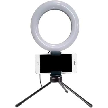 Imagem de Ring Light 16 cm com Suporte para Celular – Iluminação Profissional Ajustável 3200K-5500K para Fotos, Vídeos, Maquiagem e Streaming – Portátil e USB