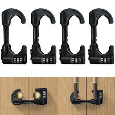 Imagem de Pacote com 4 fechaduras de armário à prova de bebês à prova de crianças com combinação de fechaduras deslizantes de porta de armário gavetas ajustáveis em forma de U fechaduras de armário de segurança