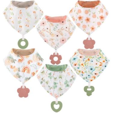 Imagem de Baby Bibs Bandana Drool Bibs, pacote com 6, brinquedos para dentição, 
