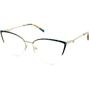 Imagem de Armação de Óculos Gatinho LA8147 (Gatinha, C4 - Prata com Turquesa)