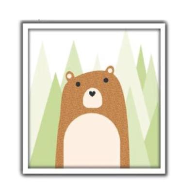 Imagem de Quadro Decorativo Infantil Urso Safari para Quarto de Bebê