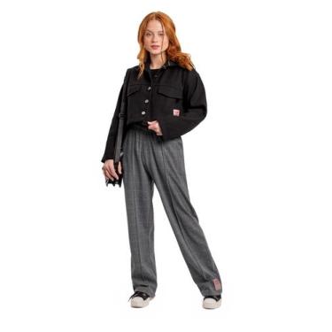 Imagem de Casaco cropped para Menina Infantil Gloss, Preto, 12