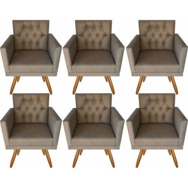 Imagem de Kit 6 Poltronas Decorativas Sala Quarto Capitonê Capuccino - VISALAR M