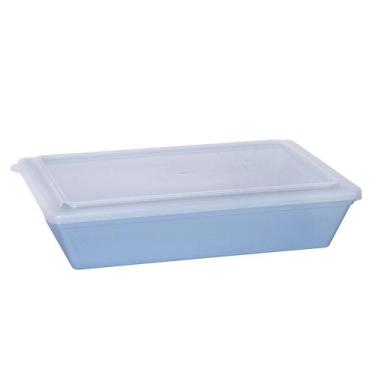 Imagem de Travessa Stillo Retangular Com Tampa 5L Azul em Polipropileno Linha Te