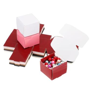 Imagem de PATIKIL Caixas de presente pequenas 5 x 5 x 4 cm a granel com tampa, pacote com 50 mini caixa de presente quadrada dobrável de papel de papelão para brinco, joias, casamento, aniversário, preto/branco