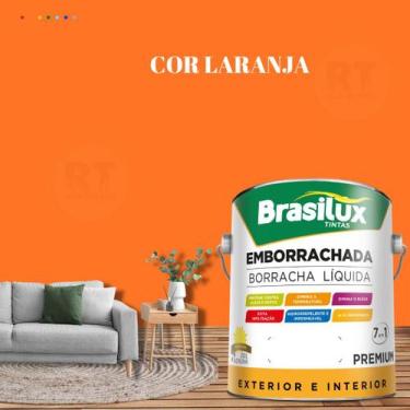 Imagem de Tinta Borracha Líquida Cor Laranja Para Parede 3,2l Acrílica Lavável A