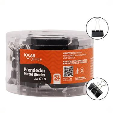 Imagem de Prendedor Binder 32mm Metal Clips Pote 24 unidades para Escritório Esc