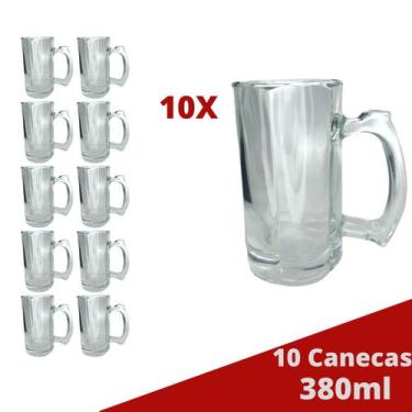 Imagem de 10 Caneca Vidro Grosso Congelável Cerveja e Chopp 380ML - PRATICASA, 0