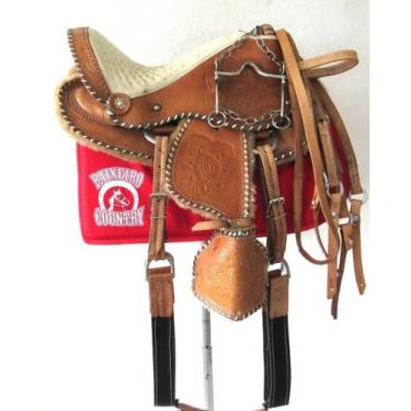 Imagem de Sela De Arco Bege Australiana Completa De Criança Com Baixeiro + Freio