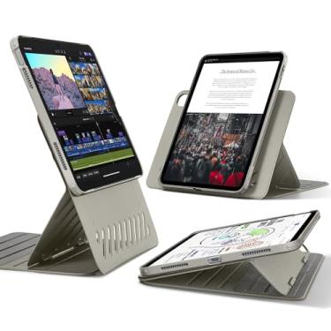 Imagem de ESR Capa giratória para iPad de 10ª geração, capa magnética removível, suporte ajustável para retrato/paisagem com tela elevada, 9 ângulos em pé, série Shift, titânio