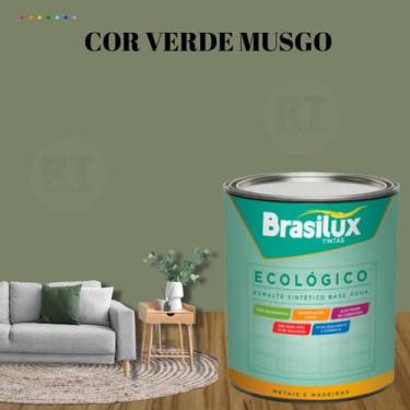Imagem de Esmalte Sintético Base Água Brasilux Ecologico Cor Verde 800ML Brilhan