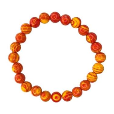 Imagem de Pulseira Pedra Natural Malaquita Laranja 8 Mm - Meta Atacado