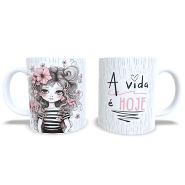 Imagem de Caneca de Cerâmica Personalizada com Frase Motivacional – A Vida é Hoje – Presente Criativo para Café, Chá ou Chocolate – 325ml