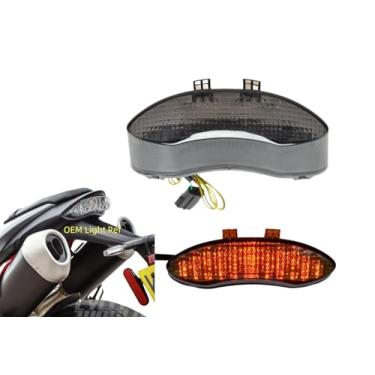 Imagem de TOPZONE Adequado para Triumph 2011-2020 Speed Triple ; luz traseira de freio com indicadores de seta integrados (moke, estilo 2: lanterna traseira de LED + seta + 6 flashes)