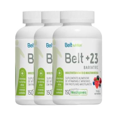 Imagem de Kit 3x Belt +23 Mastigável Frutas Vermelhas Pós-bariátrica 450 Pastilhas Belt Nutrition