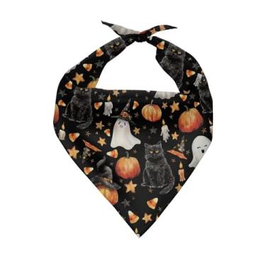 Imagem de Jeiento Bandana de Halloween para cães, preto, gato, fantasma, abóbora, animal de estimação, cachecol para cães pequenos, médios, grandes, gatos, cães, preto, para meninos e meninas, babadores
