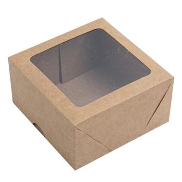 Imagem de 20 Caixas de Papel Com Visor 8x8x4 Embalagem Doces Finos Presentes Kraft