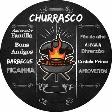 Imagem de Painel de Lona Redondo Churrasco, Família e Amigos Chalkboard Giz Quad