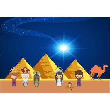 Imagem de Painel De Tecido Sublimado Nascimento De Jesus Estrela Cadente - Fabri