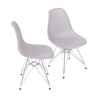 Imagem de Kit 2 Cadeiras Colmeia Base Cromada (Bege)