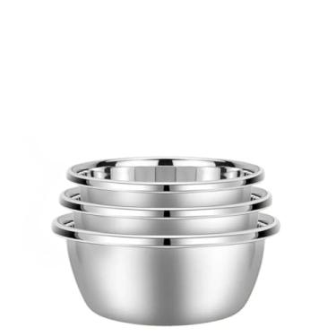 Imagem de Conjunto de cinco saladeiras em aço inoxidável Adequadas para saladas, frango, peixe e outros alimentos(Jogo 2 BIG bowls 26cm + 28 cm)