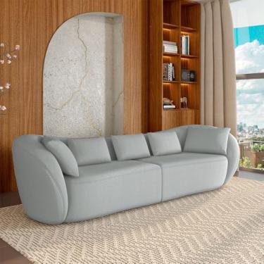 Imagem de Sofá Bipartido Sala de Estar Diamond 232cm com Almofadas Soltas Bouclê Cinza G52 - Gran Belo