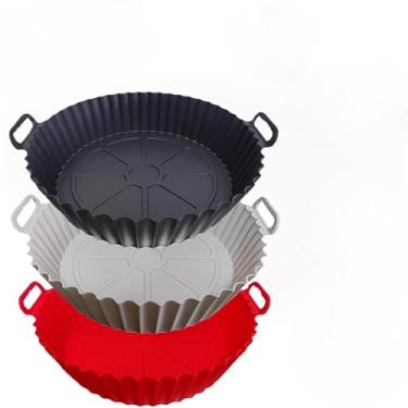 Imagem de Forma de Silicone para Air Fryer e Forno, Assadeira Antiaderente Reutilizável e Durável, Kit de Forma Air Fryer, Silicone Air Fryer, Formas de Silicone(Kit 3-22cm(Cor aleatória))
