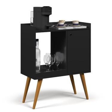 Imagem de Aparador Buffet Cantinho Café Retro 1 Porta Modelo Linus - Quality Móveis (Preto)