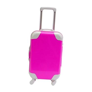 Imagem de oshhni Mala de boneca de 18 polegadas, mini mala de viagem, decoração, mini de carrinho americana, acessórios para bonecas, brinquedo de bebê para, Rosa Vermelha