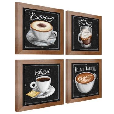 Imagem de Quadro Decorativo Café Expresso Padaria Cozinha 12x12cm 4 un - SHD  So