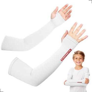 Imagem de Manguito Infantil Proteção Uv50 Futebol Esportes Tempestal, Branco