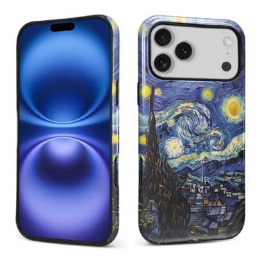 Imagem de Kapadiy Capa para iPhone 17 Pro Max, design de lua estrelada com proteção dupla híbrida de silicone rígido PC à prova de choque, capa protetora fina antiarranhões para homens e mulheres